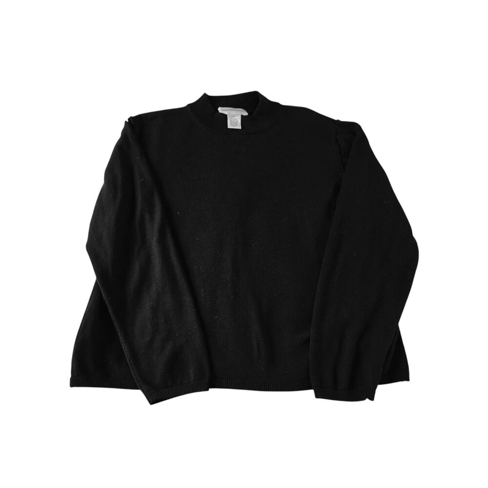 Draper's & Damon's Petite Silk Cotton Mock Neck Sweater Black PL